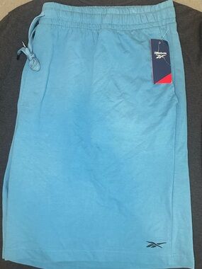 Reebok Men’s 4XL Cotton Shorts NWT Blue Drawstring Lounge Casual 9” Inseam